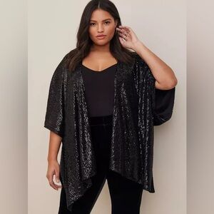 Torrid Black Sequin Kimono